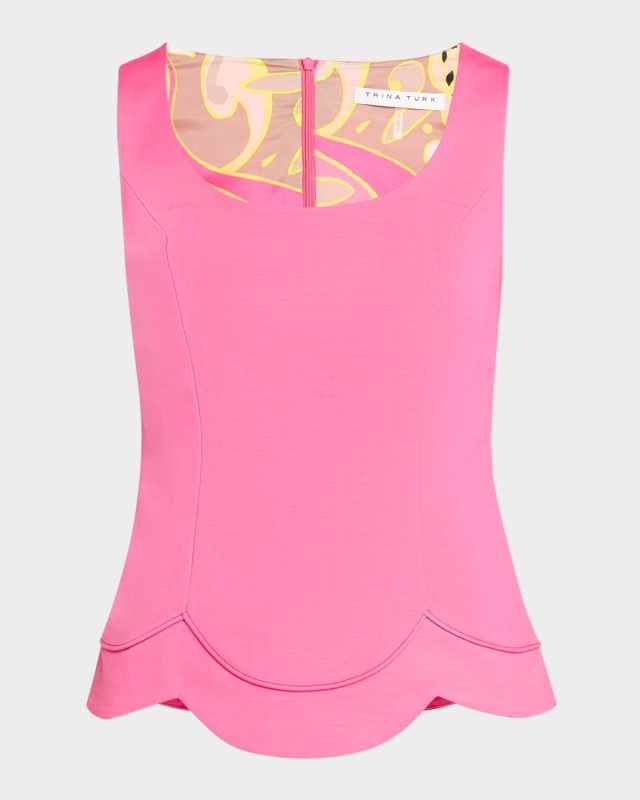 Forehand Scalloped Sleeveless Top